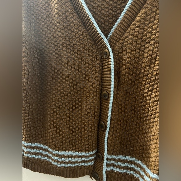 Vintage Girl Scouts Brown V-Neck Button-Up Preppy Sweater - Picture 4 of 7